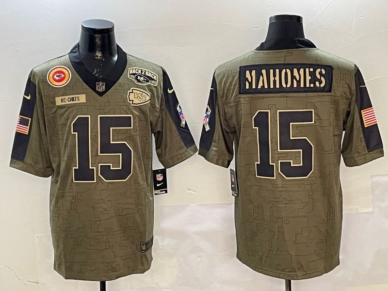 Men Kansas City Chiefs #15 Mahomes Green 2025 Nike Salute to Service Limited NFL Jersey style 7